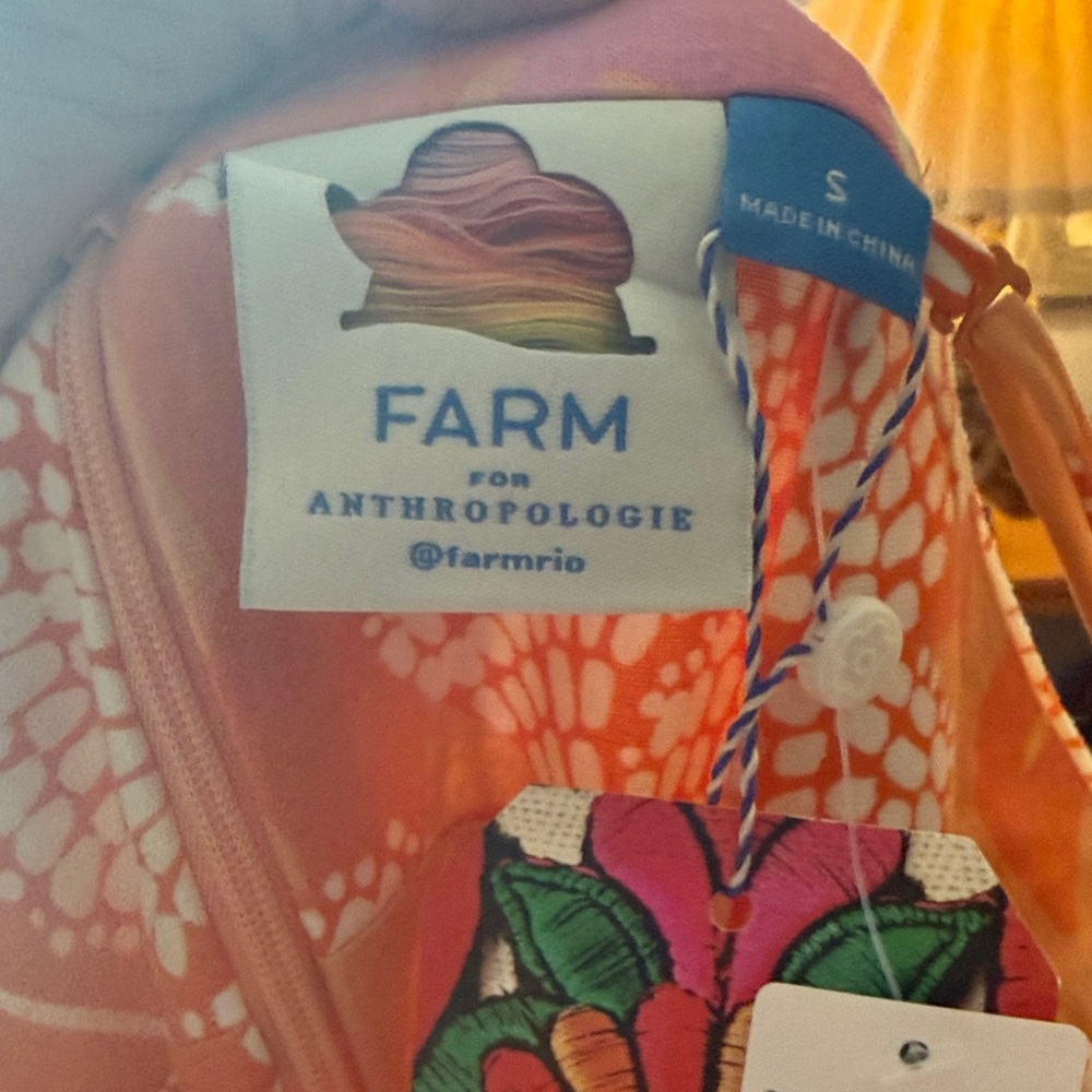 FARM Rio Strapless Maxi Dress in Terracotta, Cream & Pink Print - Picture 10 of 11